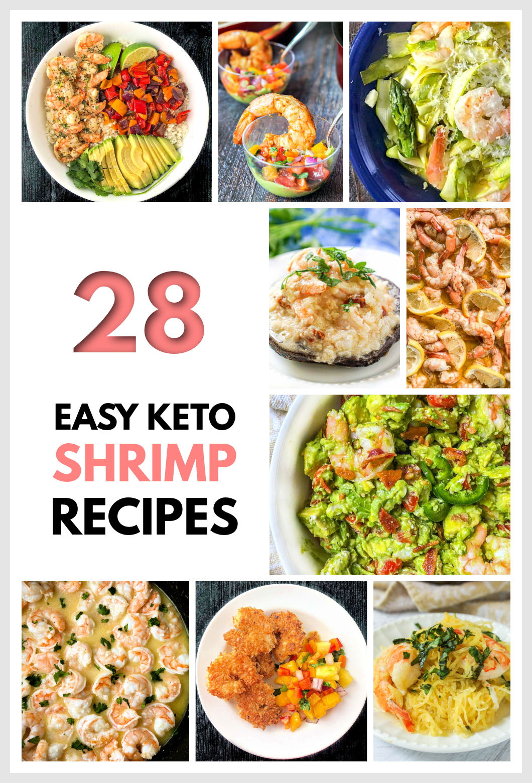 collage of keto shrimp dishes and text