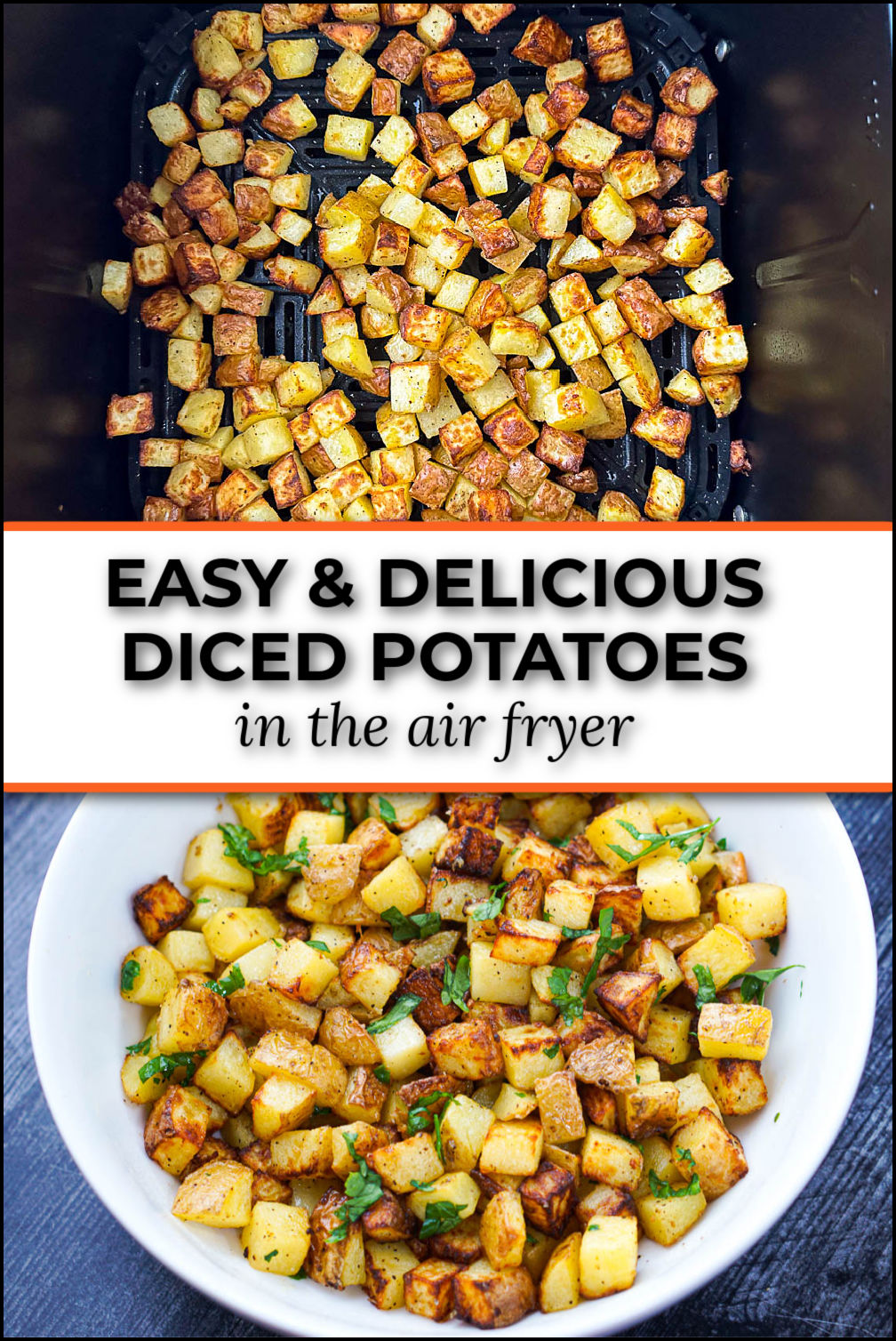 Air Fryer Diced Potatoes Recipe easy potato side dish in 20 mins.