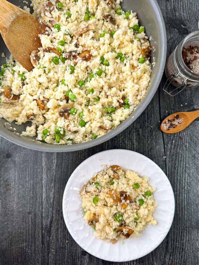 Keto Cauliflower Rice with Mushrooms and Peas in just 15 minutes!