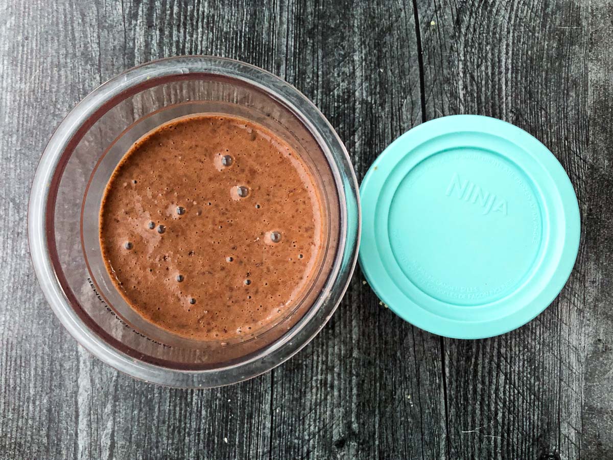 pint container with ice cream base ready to freeze