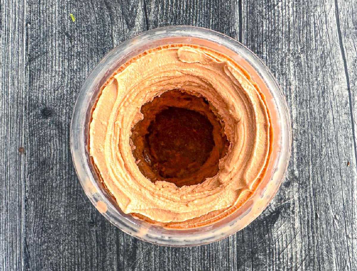 aerial view of container with finished churning