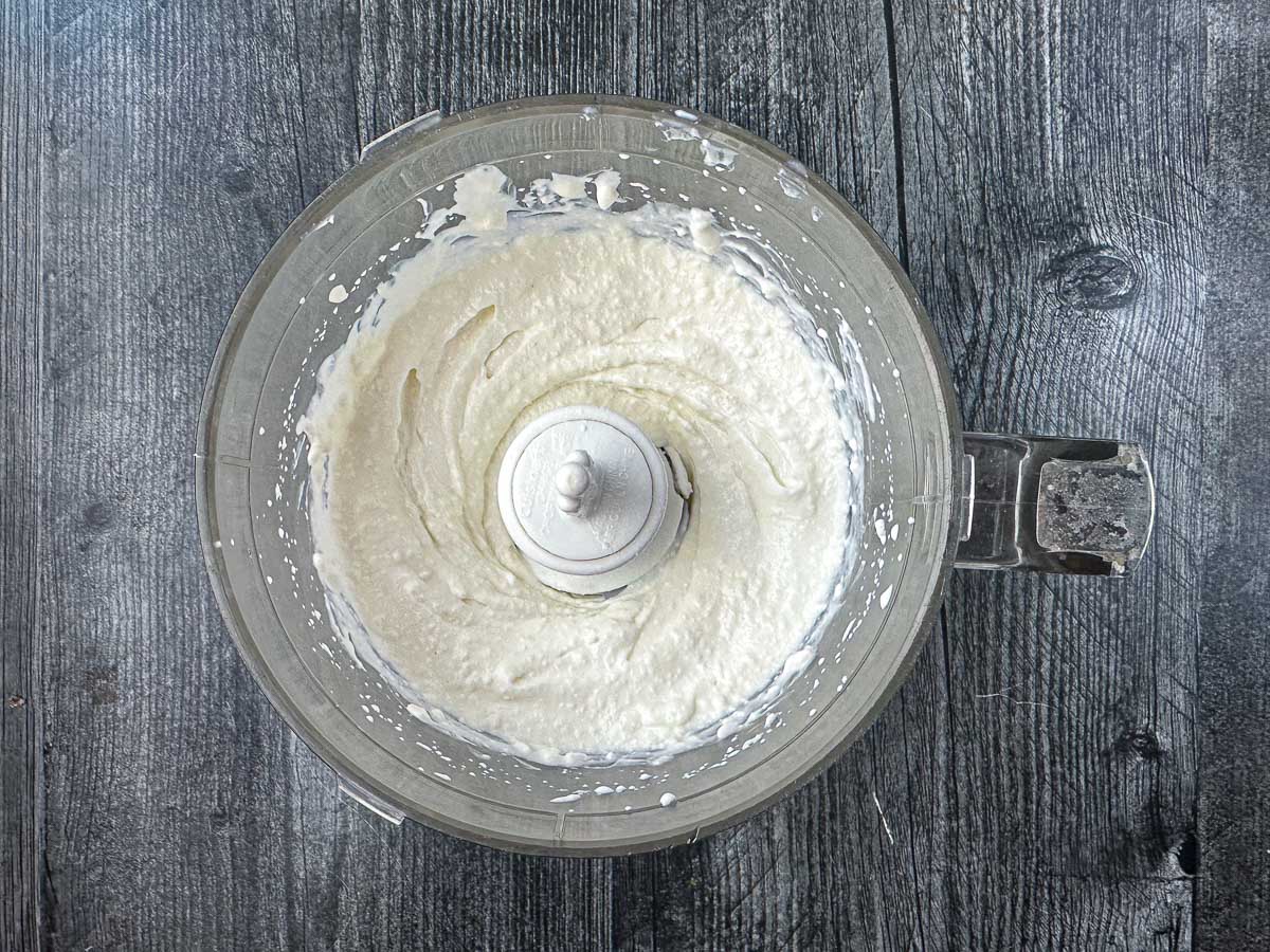 food processor bowl with whipped cottage cheese