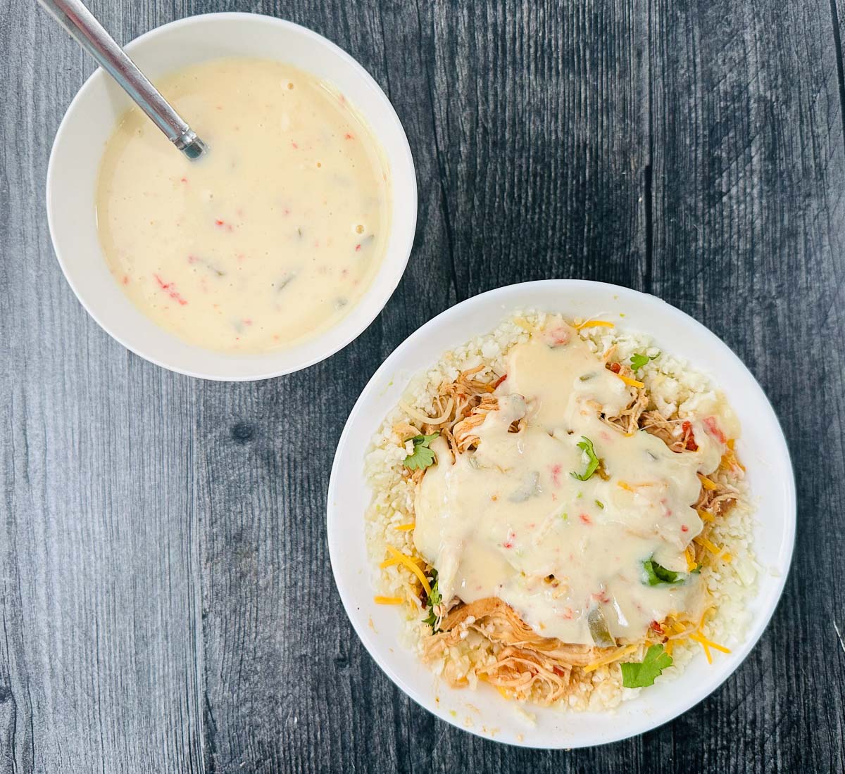 bowl with queso dip