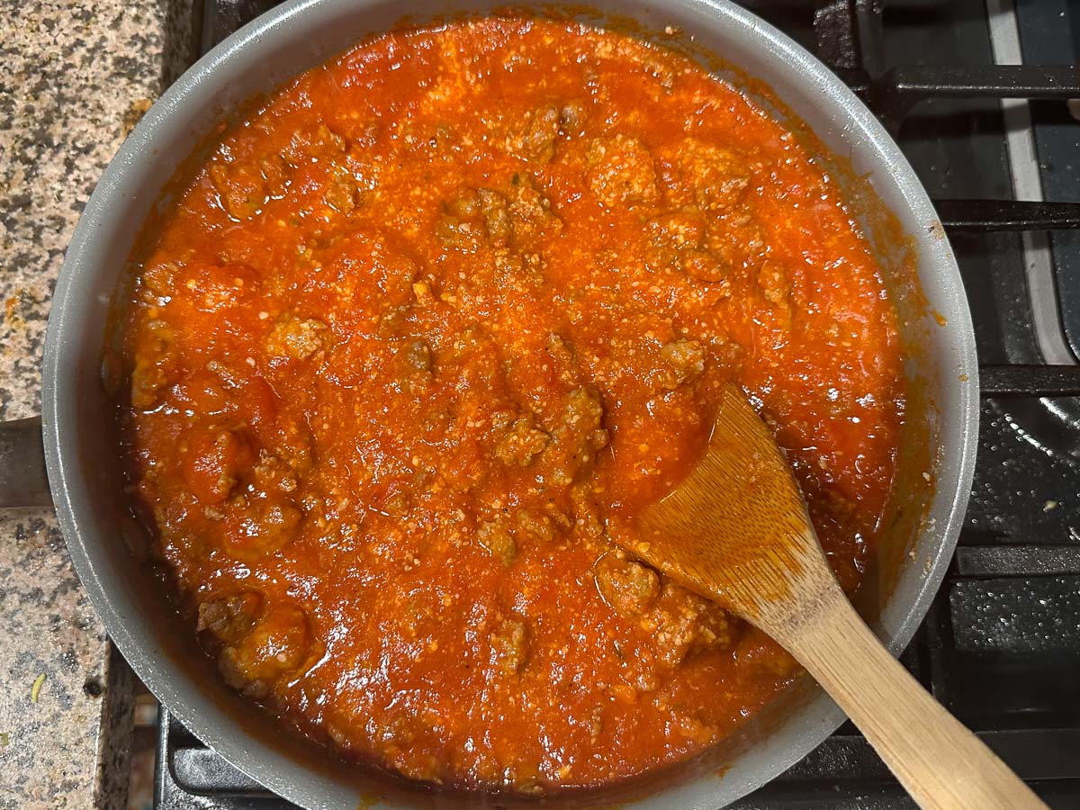 easy meat sauce in pan