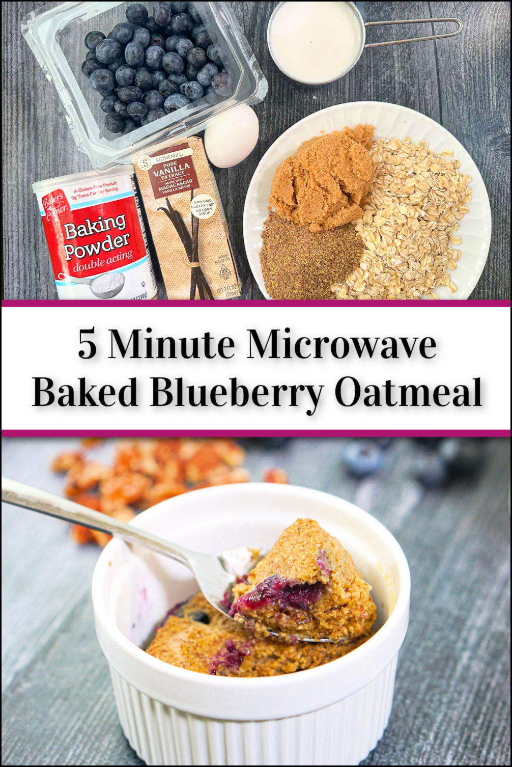 Blueberry Baked Oatmeal Cups easy breakfast in the microwave!