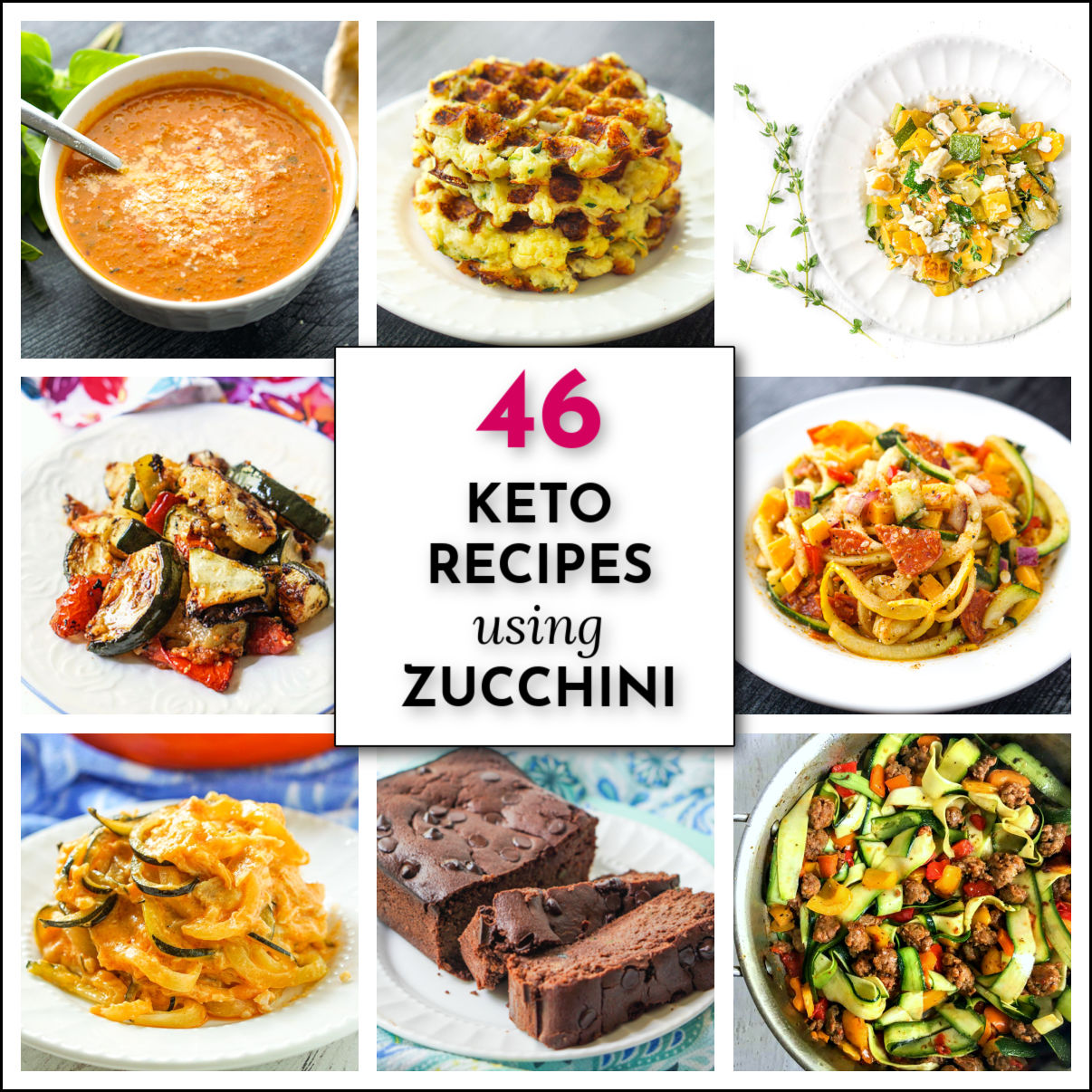 collage of keto zucchini recipes and text