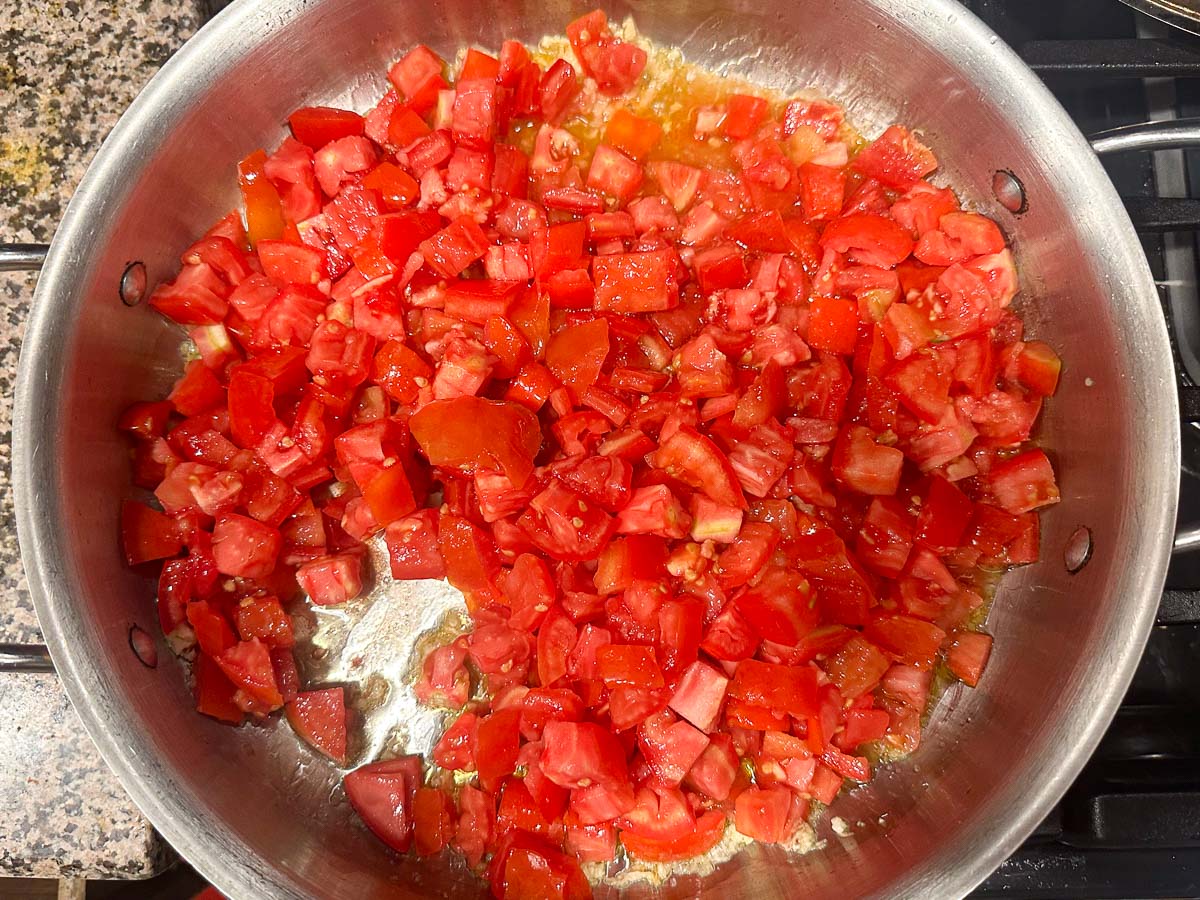 pan with diced tomatoes