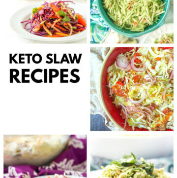 collage of keto slaw recipes and text