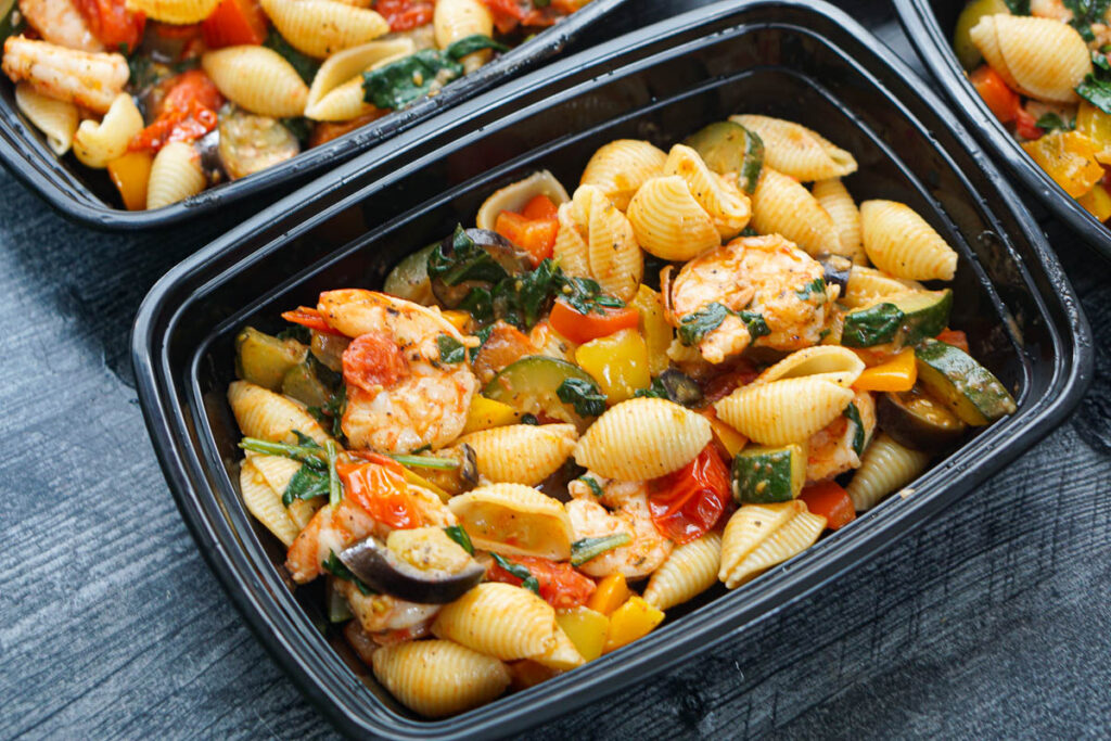 Shrimp Pasta Low Calorie Freezer Meals healthy lunch or dinner!