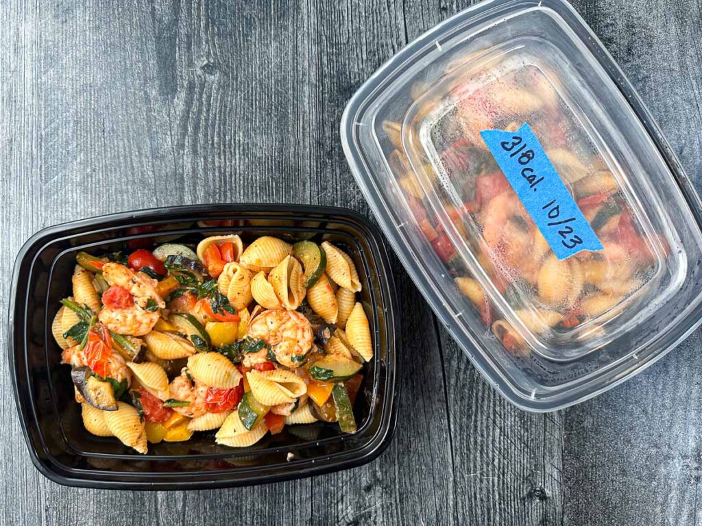 Shrimp Pasta Low Calorie Freezer Meals healthy lunch or dinner!