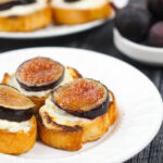 plates of fresh fig crostini appetizer and text