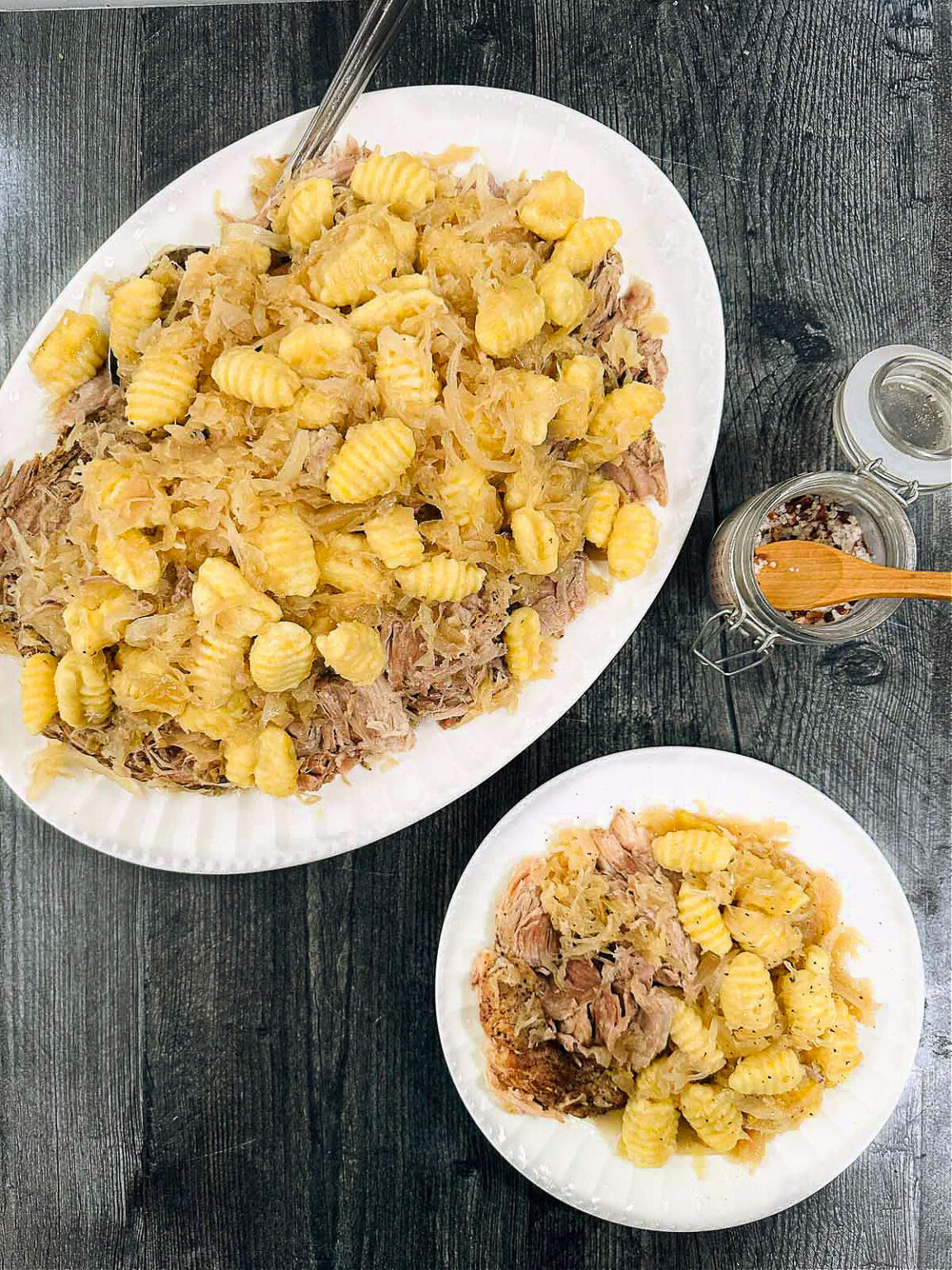 Pork Sauerkraut and Gnocchi in the Slow Cooker for New Years!