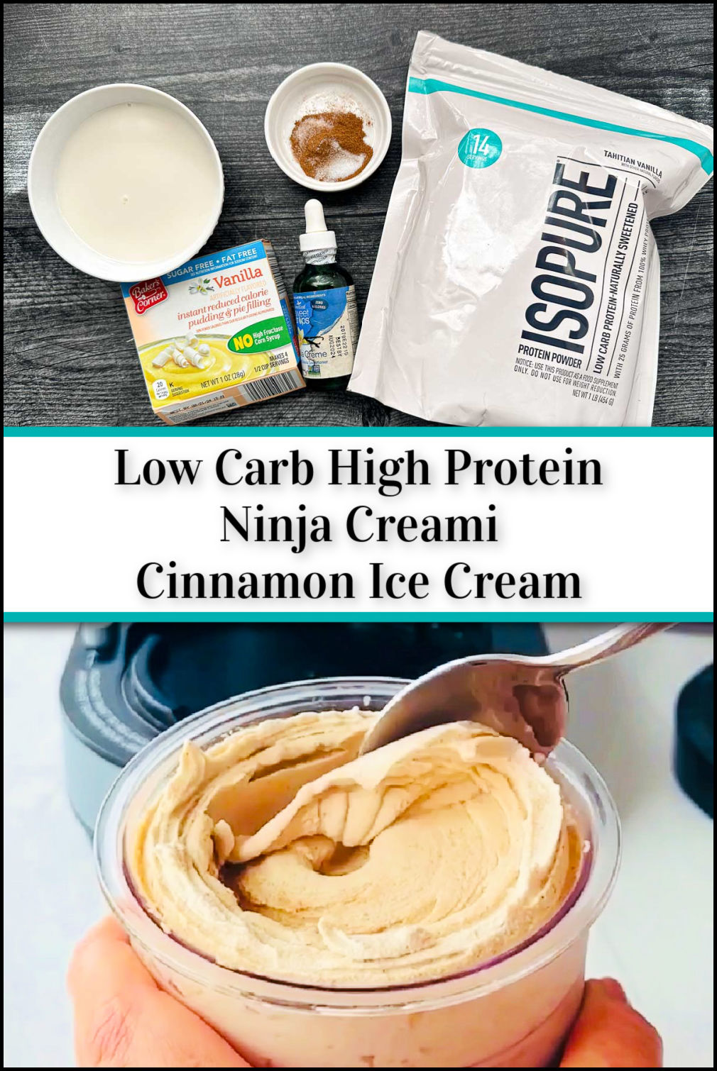 Keto Cinnamon Ice Cream Recipe in the Ninja Creami high protein