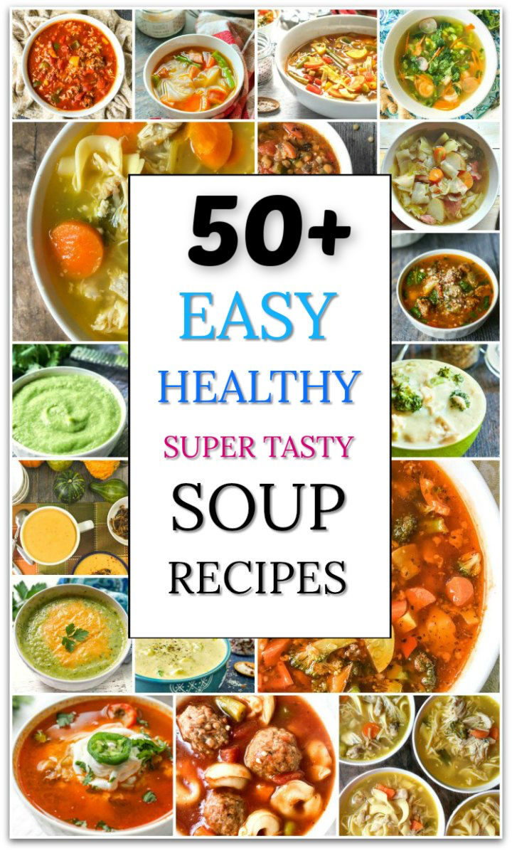 collage of soup recipes and text