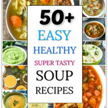 collage of soup recipes and text