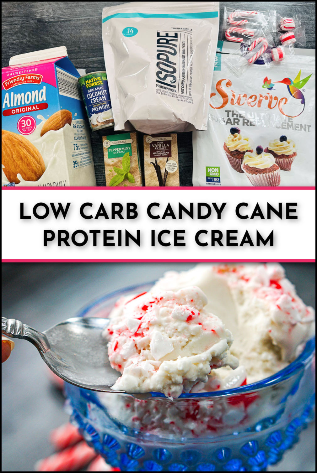 Keto Candy Cane Ice Cream Ninja Creami high protein recipe!