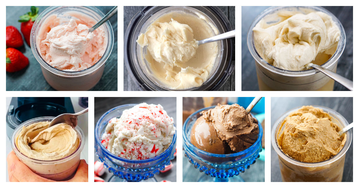 collage of ninja creami ice cream flavors