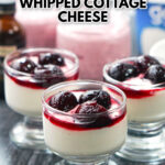 keto cherry whipped cottage cheese two different ways and text