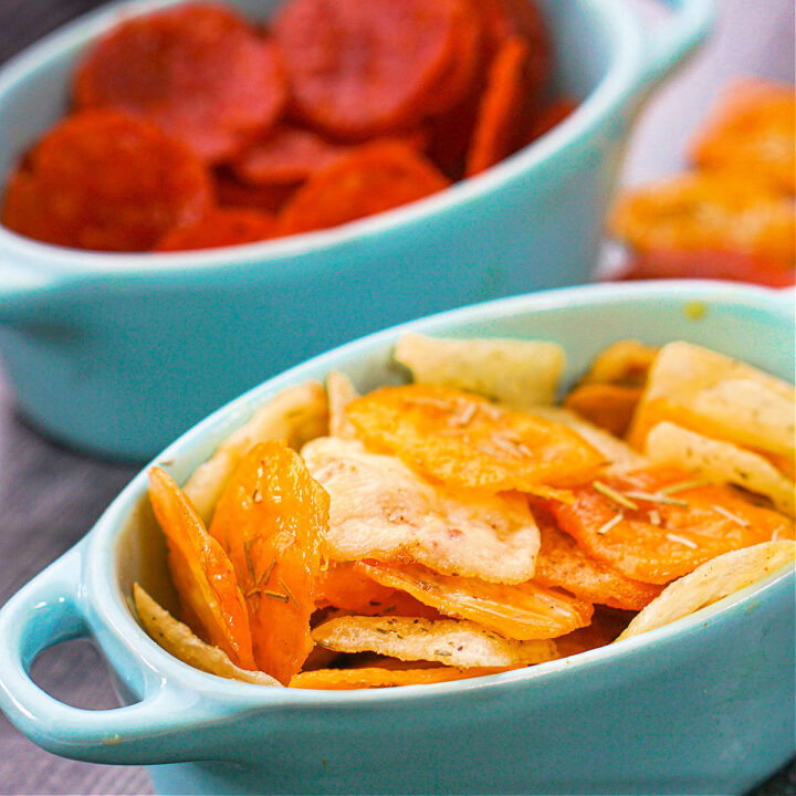 Keto Cheese Chips and Pepperoni Chips