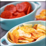 closeup of a bowl of keto cheese chips and pepperoni chips in the background and text