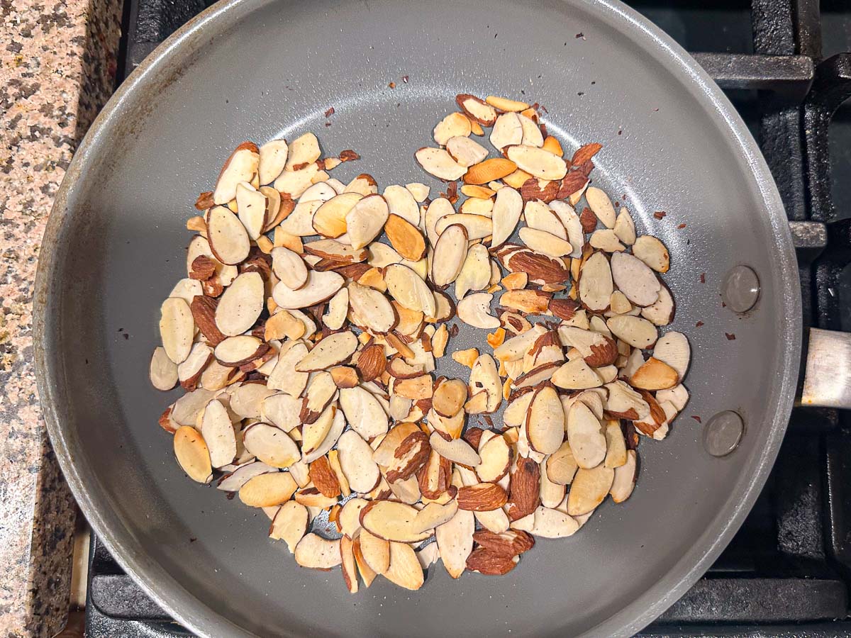 pan with roasted almond slices