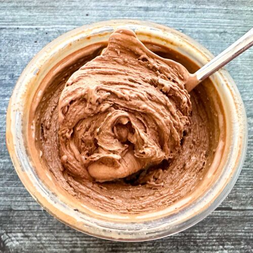 aerial view of Ninja Creami chocolate peanut butter ice cream