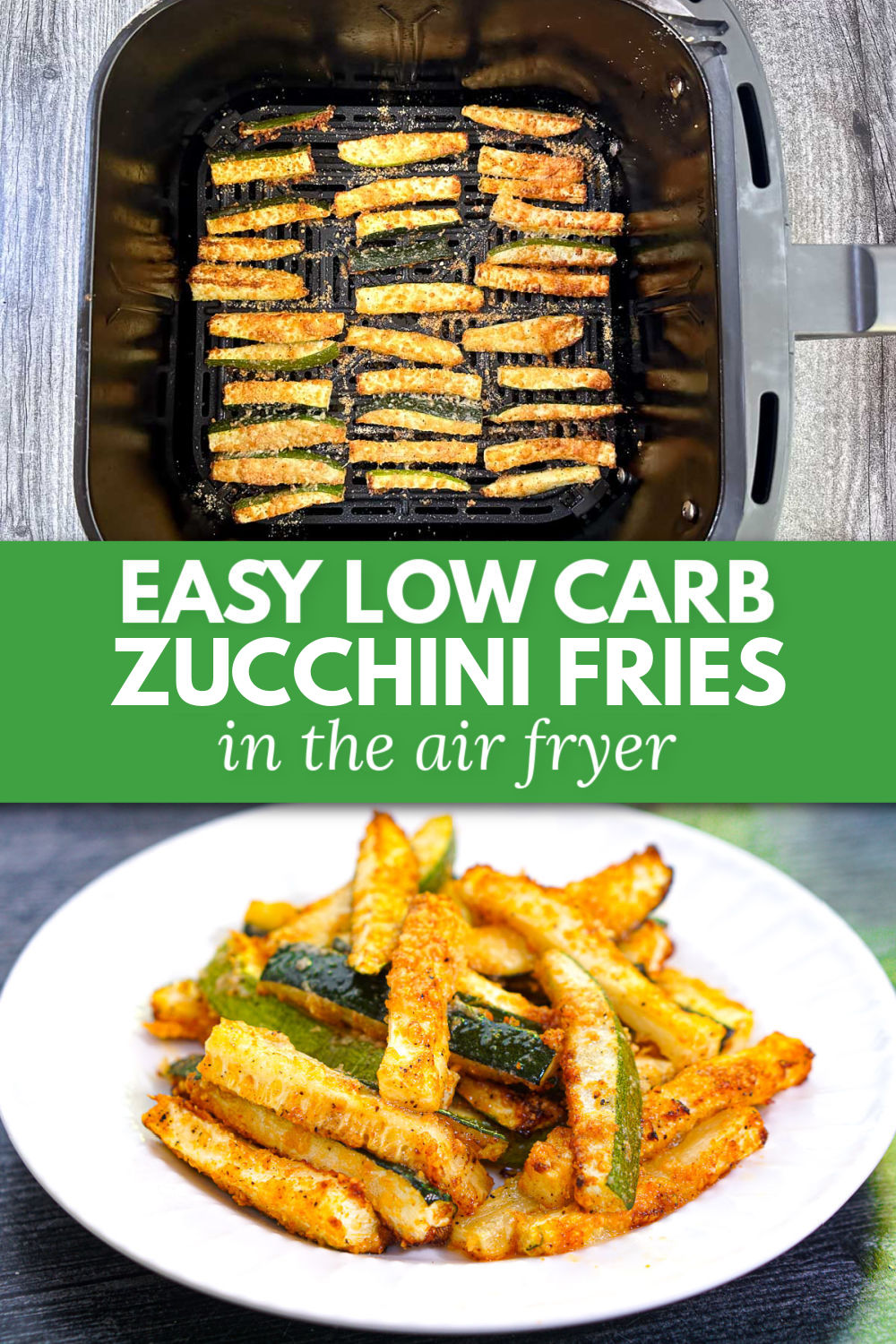Low Carb Air Fryer Zucchini Fries Recipe | easy low calorie snack!