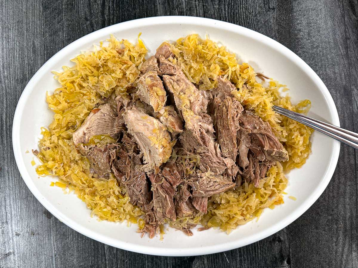 A platter with the finished dish.