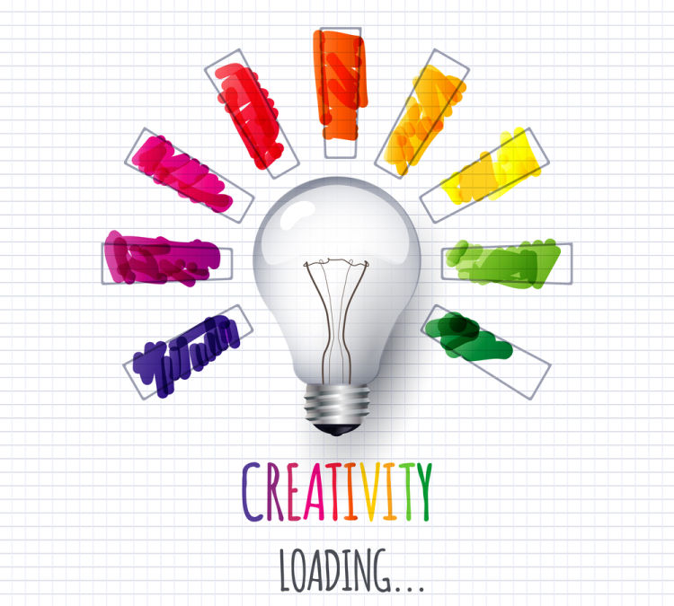 Graphic with a lightbulb and colorful rays coming out.