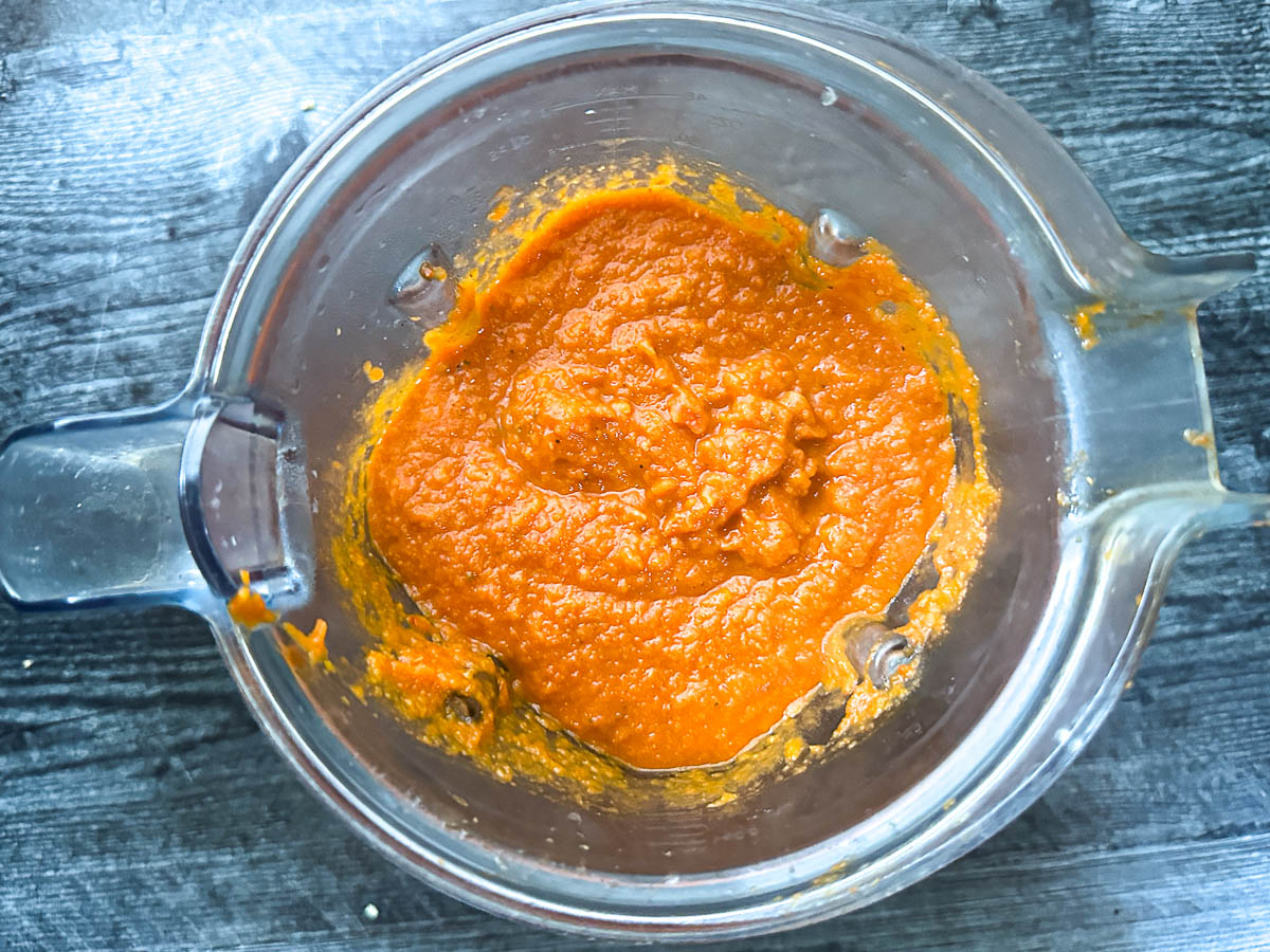 Blender with sauce blended up.