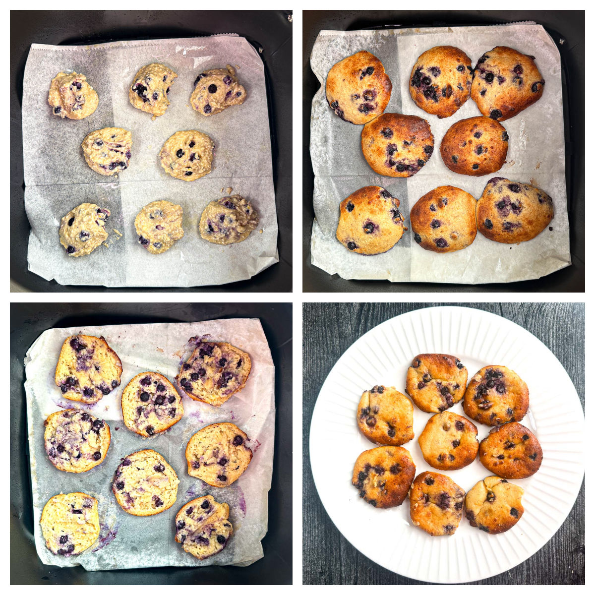 Collage showing how to make this in the air fryer.