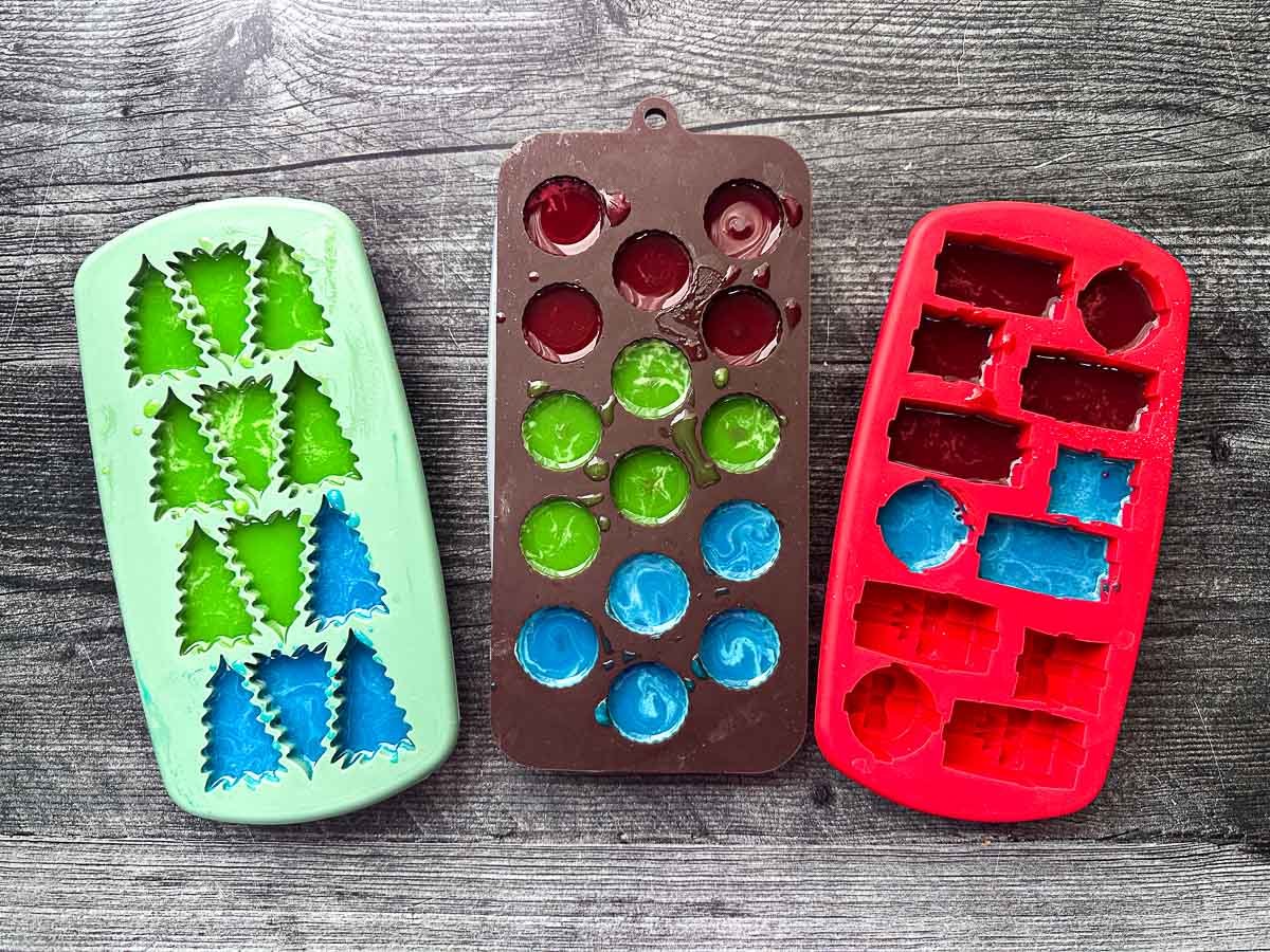 Candy molds with the low carb gummy mixture.