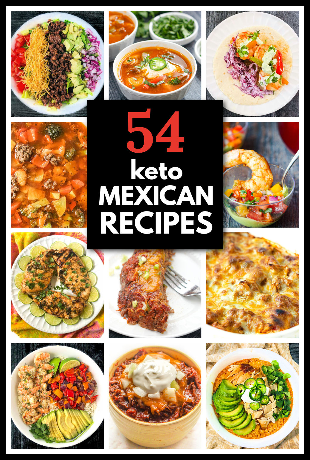 A collage of low carb mexican recipes with text overlay.
