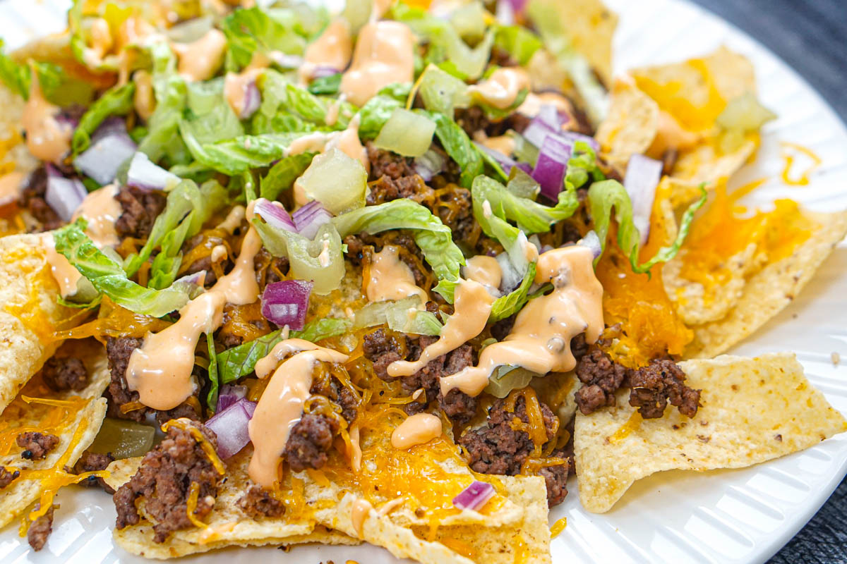 Closeup of a white plate with the finished recipe.