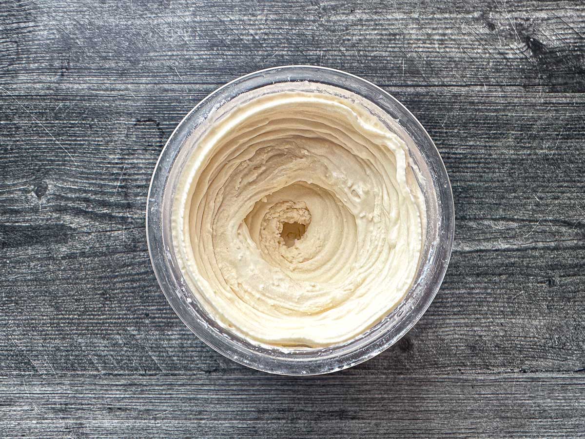 Pint container with 2 passes through the Ninja machine.