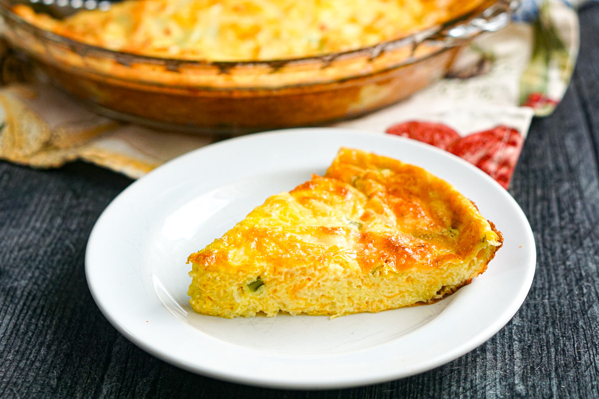 White plate with a piece the finished recipe.