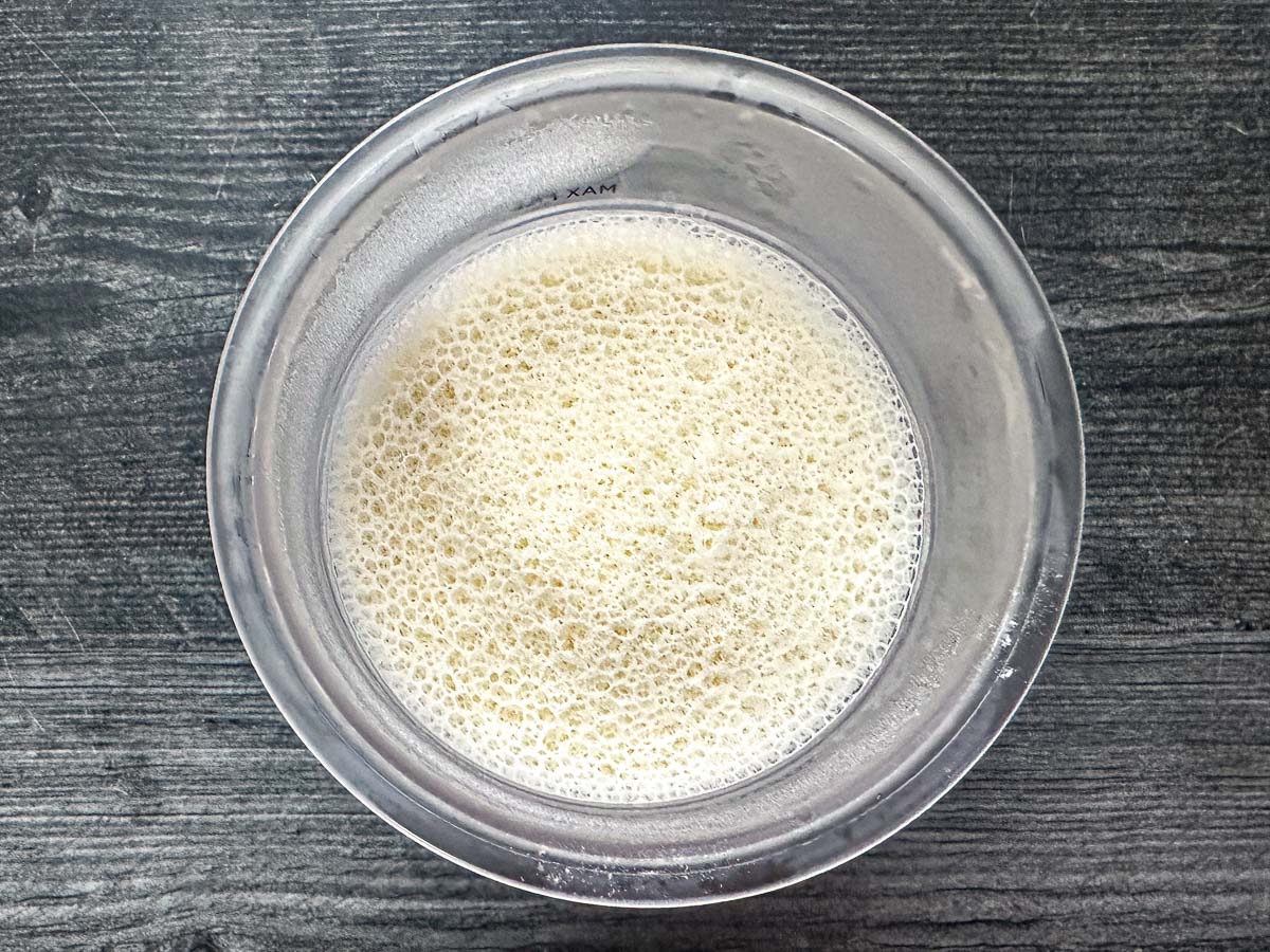 Pint container with the mixed base ready to freeze.