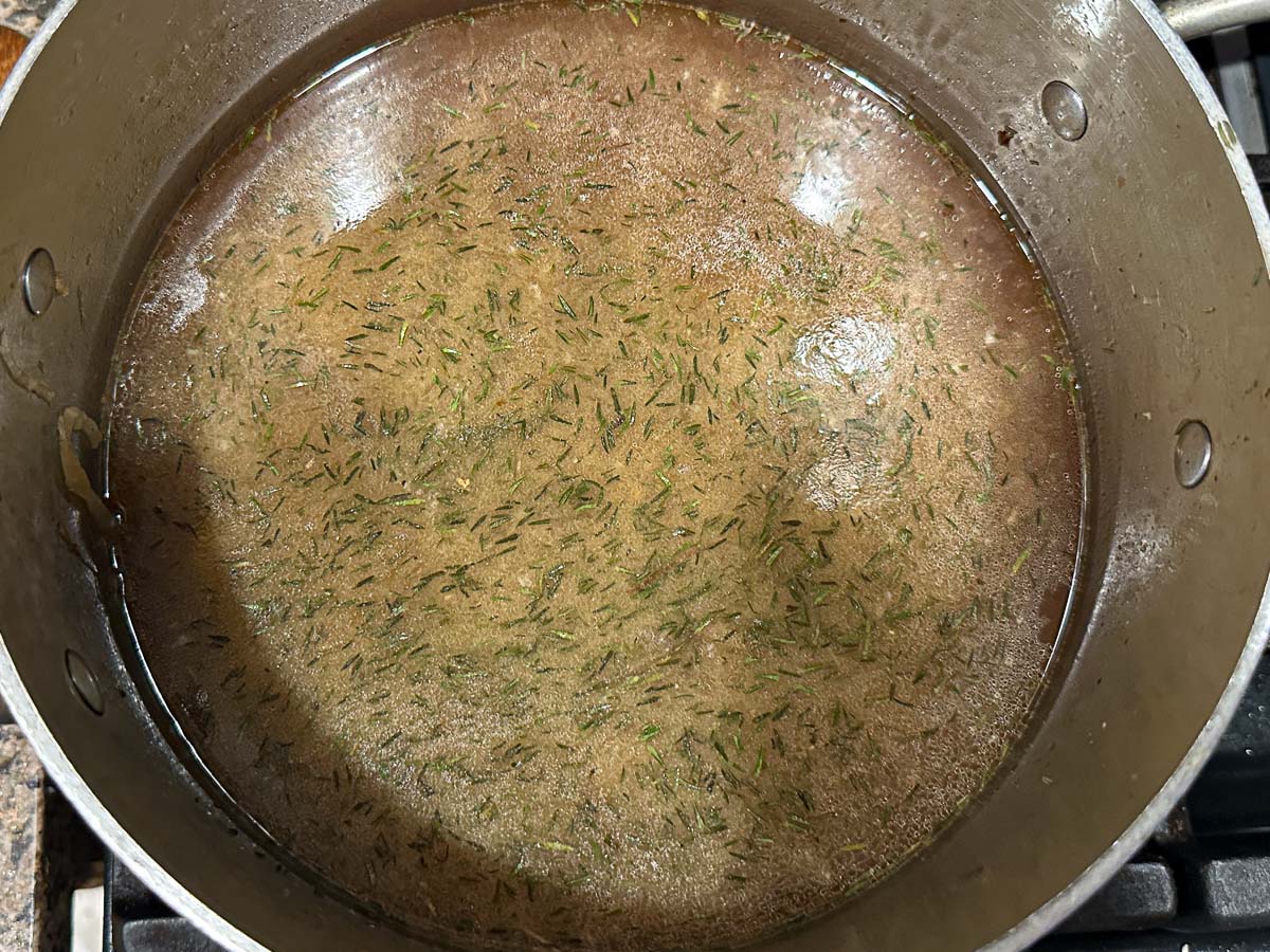 Pan with all the ingredients in it.