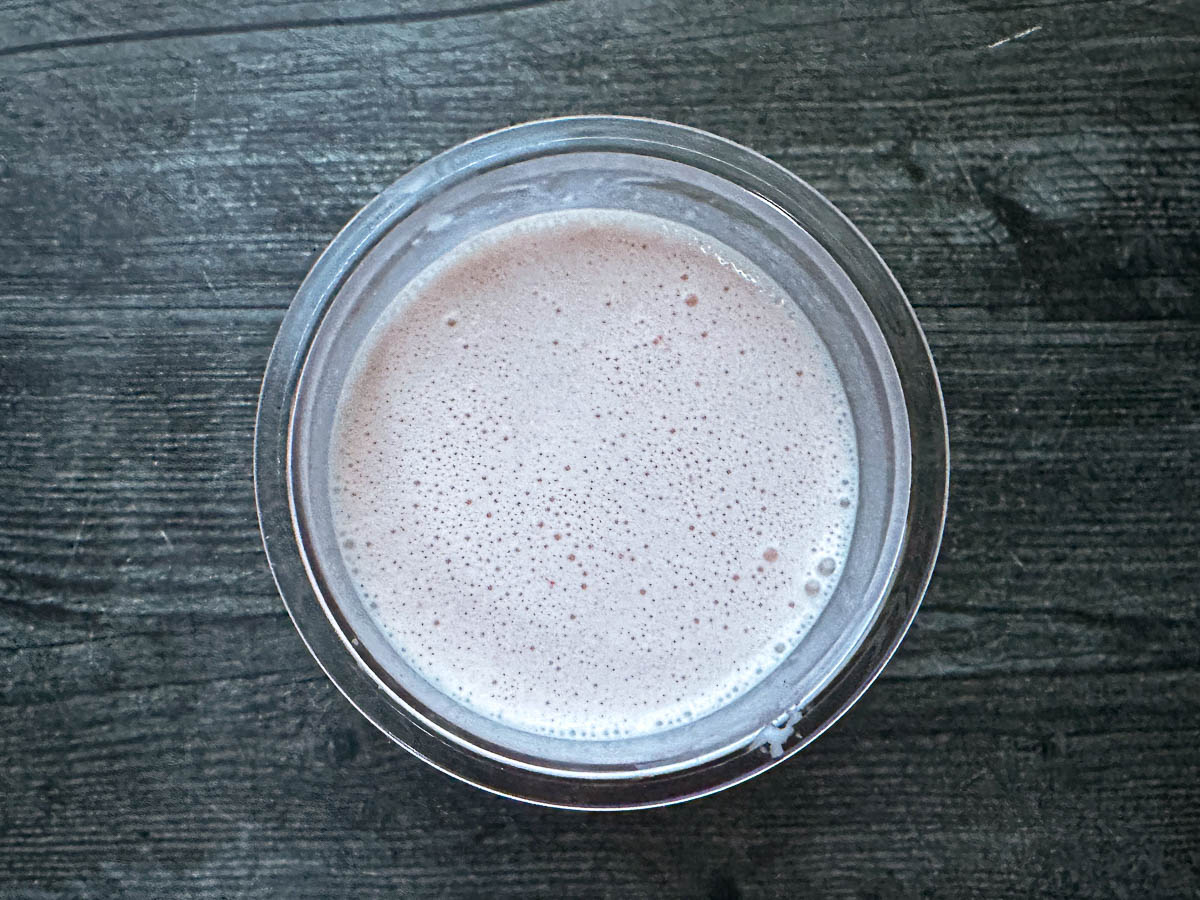 Pint container with the mixed base ready to freeze.