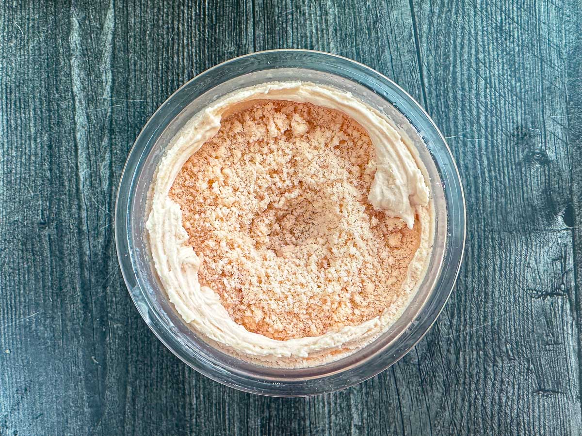 Pint container with one pass through the Ninja Creami machine.