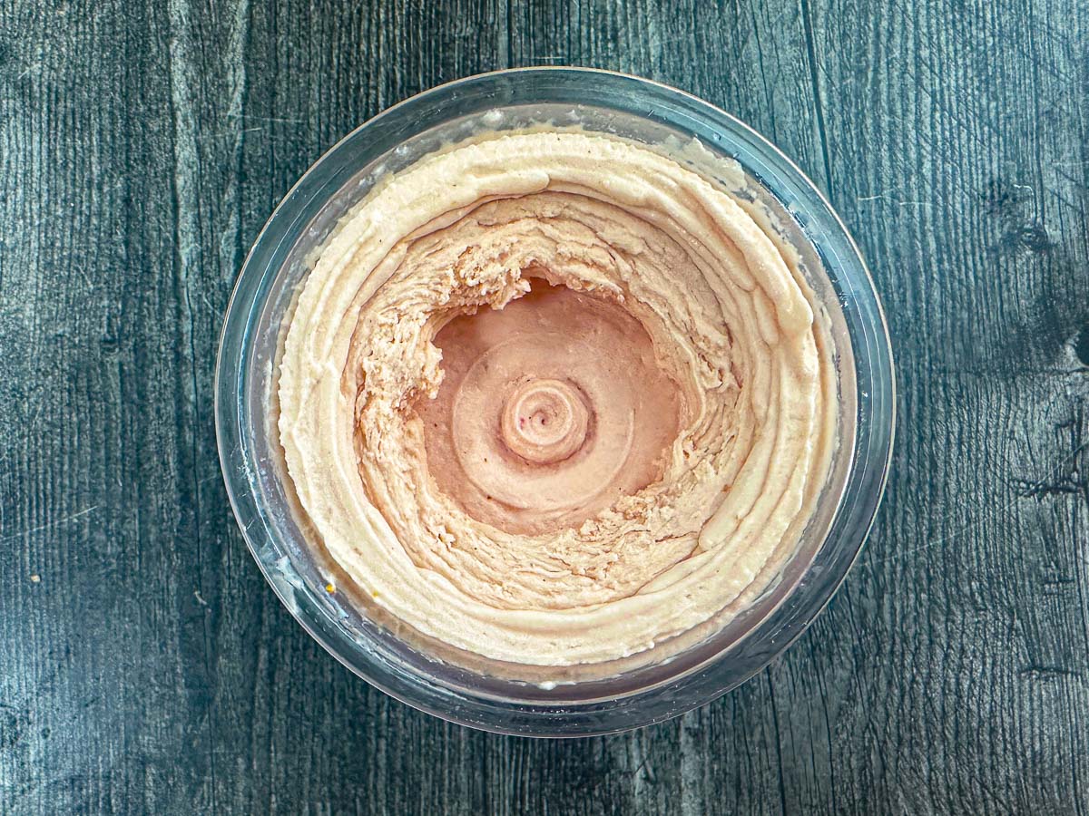 Pint container after second pass through the Ninja Creami machine.