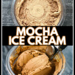 Ninja Creami container with keto mocha ice cream with protein and text overlay.