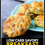 Closeup of savory breakfast cookies with text overlay.