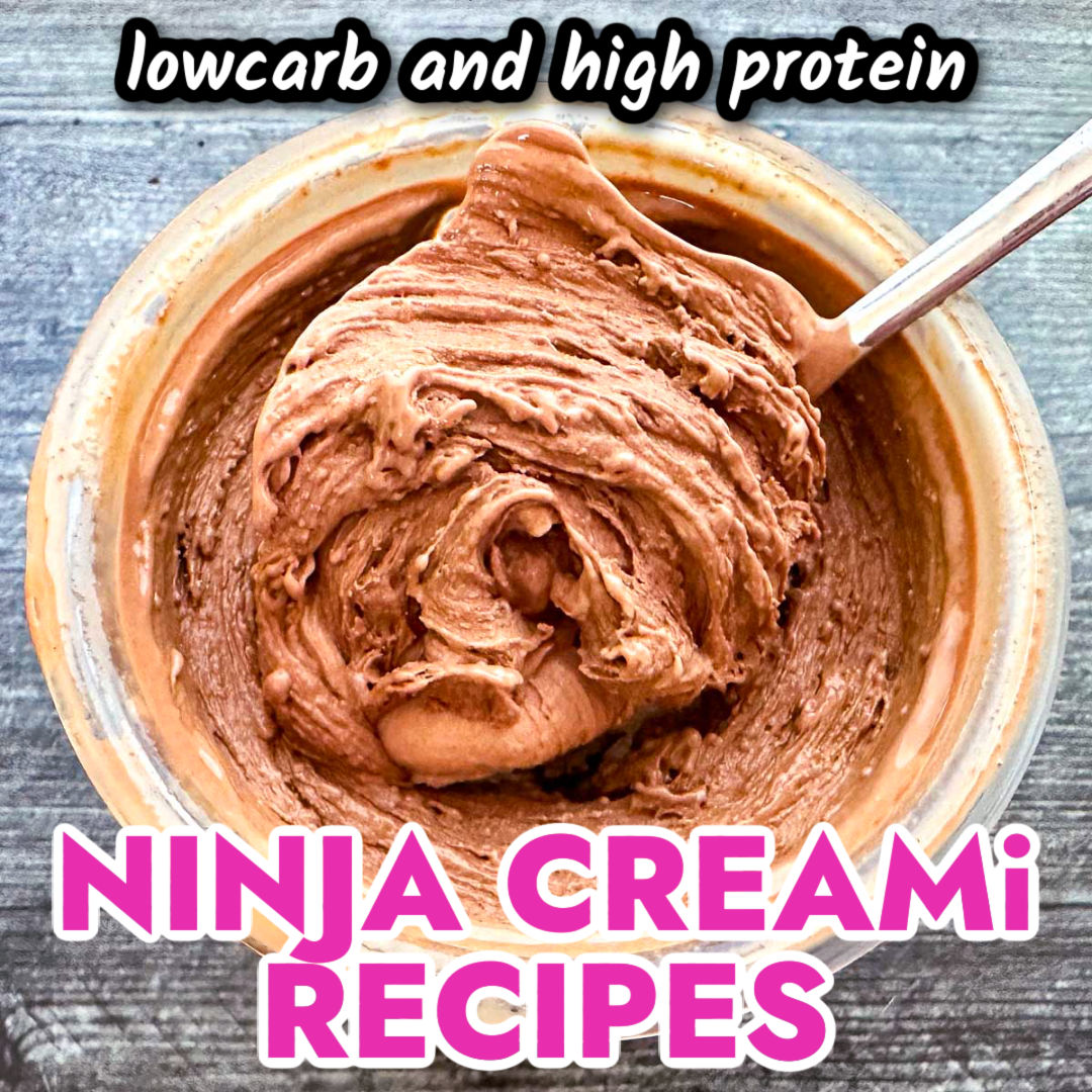 Closeup of a container of Ninja Creami Recipe with text overlay.